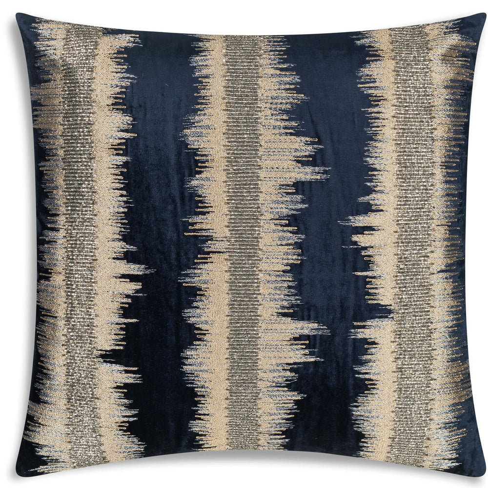 Kas Stripe Pillow, Navy/Gold-Accessories-High Fashion Home