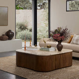 Kamina Coffee Table, Fossil Marble by Four Hands-Furniture - Accent Tables-High Fashion Home