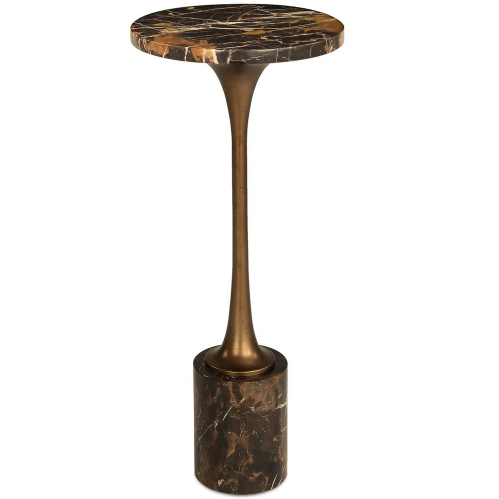 Karnes Drink Table, Black Marble-Furniture - Accent Tables-High Fashion Home
