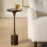 Karnes Drink Table, Black Marble-Furniture - Accent Tables-High Fashion Home