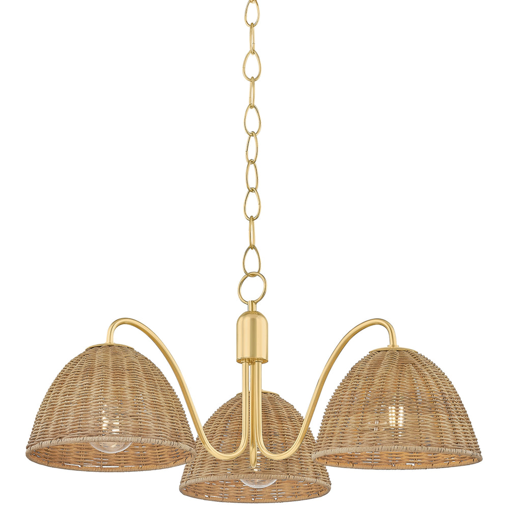 Katniss 3 Light Chandelier, Aged Brass