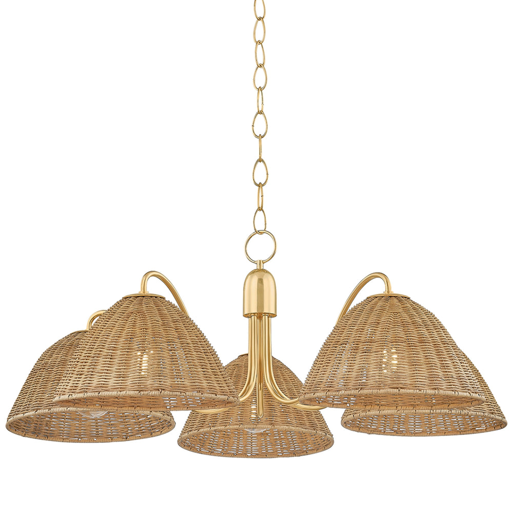 Katniss 5 Light Chandelier, Aged Brass