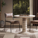 Kayne Leather Dining Chair Set of 2, Sand-Furniture - Dining-High Fashion Home