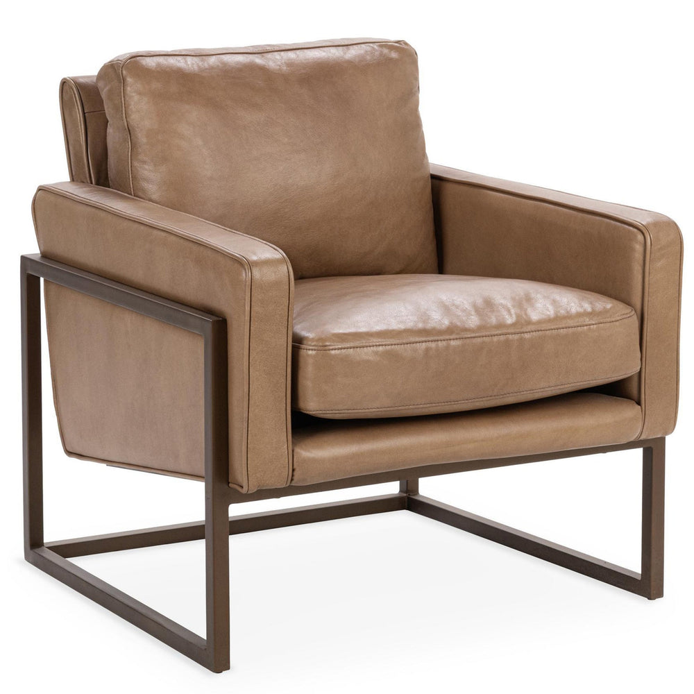 Ken Leather Accent Chair, Tan-Furniture - Chairs-High Fashion Home