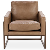 Ken Leather Accent Chair, Tan-Furniture - Chairs-High Fashion Home
