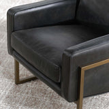 Ken Leather Chair, Jet Black-Furniture - Chairs-High Fashion Home