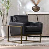 Ken Leather Chair, Jet Black-Furniture - Chairs-High Fashion Home