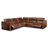 Kenlee Leather Power Recliner 5 Piece Sectional, Raleigh Cigar by Four hands