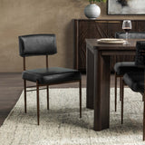 Kester Leather Dining Chair Set of 2, Jet Black-Furniture - Dining-High Fashion Home