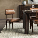 Kester Leather Dining Chair Set of 2, Tan-Furniture - Dining-High Fashion Home