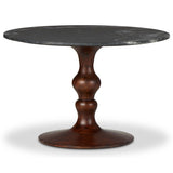 Kestrel Round Dining Table, Black Marble/Dark Brown