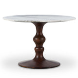 Kestrel Round Dining Table, White Marble/Dark Brown