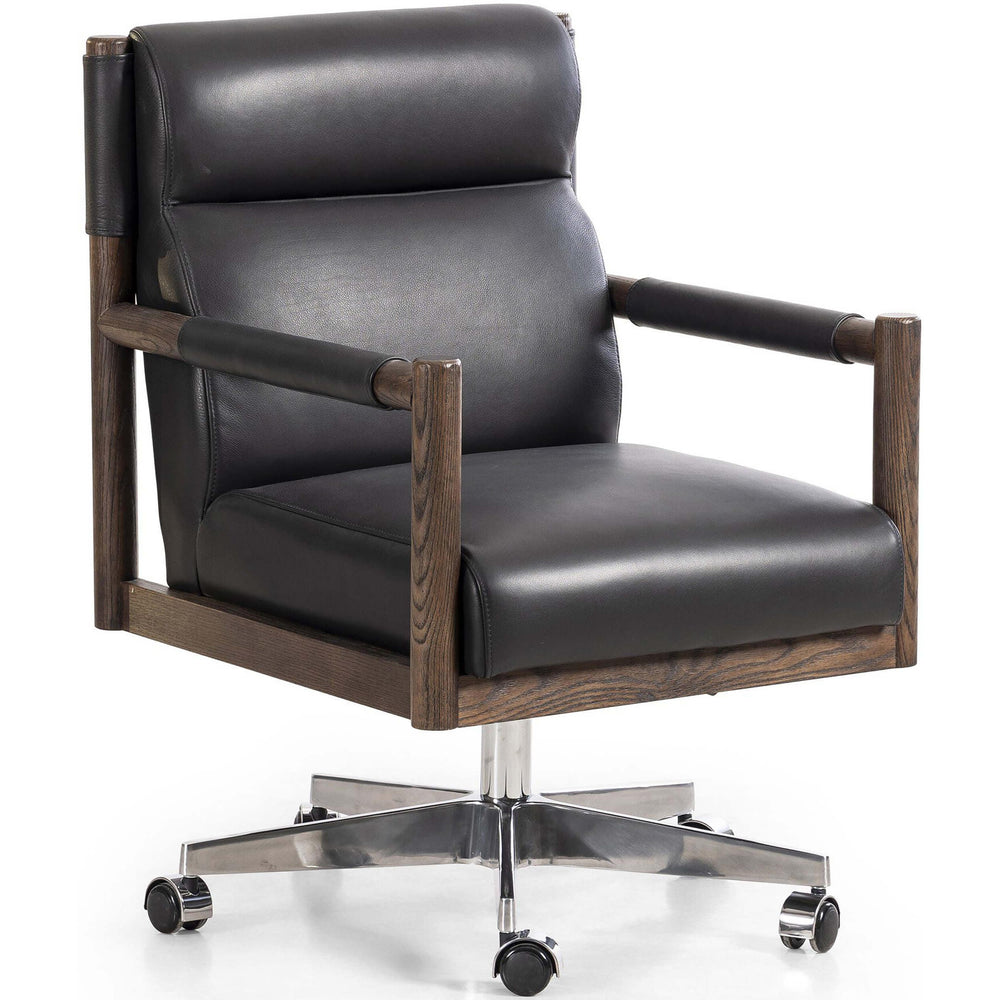 Kiano Leather Desk Chair, Bosa Black