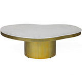 Kidney Marble Coffee Table, Brass