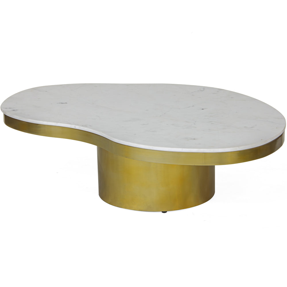 Kidney Marble Coffee Table, Brass