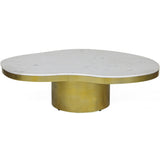 Kidney Marble Coffee Table, Brass