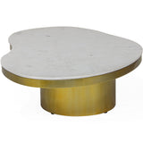 Kidney Marble Coffee Table, Brass
