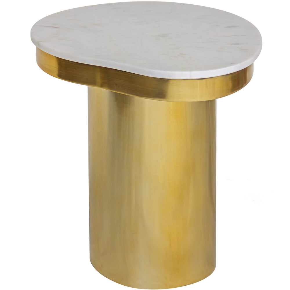 Kidney Marble Side Table, Brass