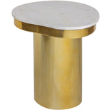 Kidney Marble Side Table, Brass