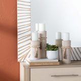 Kingsley Candle Holders, White Washed, Set of 3-Accessories-High Fashion Home