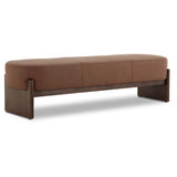 Kirby 75.5" Leather Accent Bench, Maestro Cigar by Four Hands-Furniture - Benches-High Fashion Home