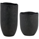 Komorebi Outdoor Vases, Set of 2, Matte Black-Accessories-High Fashion Home