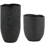Komorebi Outdoor Vases, Set of 2, Matte Black-Accessories-High Fashion Home