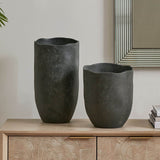 Komorebi Outdoor Vases, Set of 2, Matte Black-Accessories-High Fashion Home