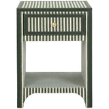 Kora 1-Drawer Nightstand, Green Stripes-Furniture - Bedroom-High Fashion Home
