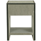 Kora 1-Drawer Nightstand, Green Stripes-Furniture - Bedroom-High Fashion Home