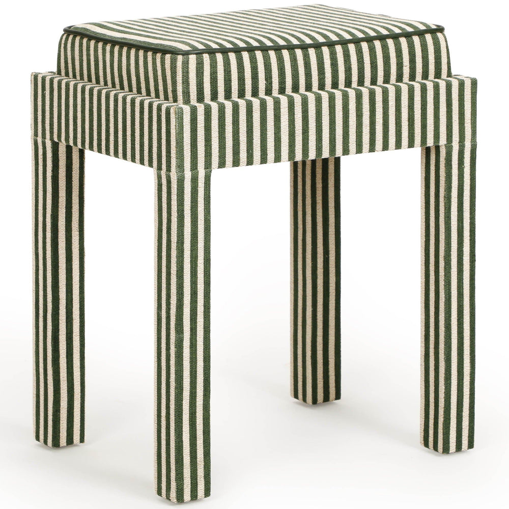 Kora Accent Stool, Green Stripes-Furniture - Chairs-High Fashion Home