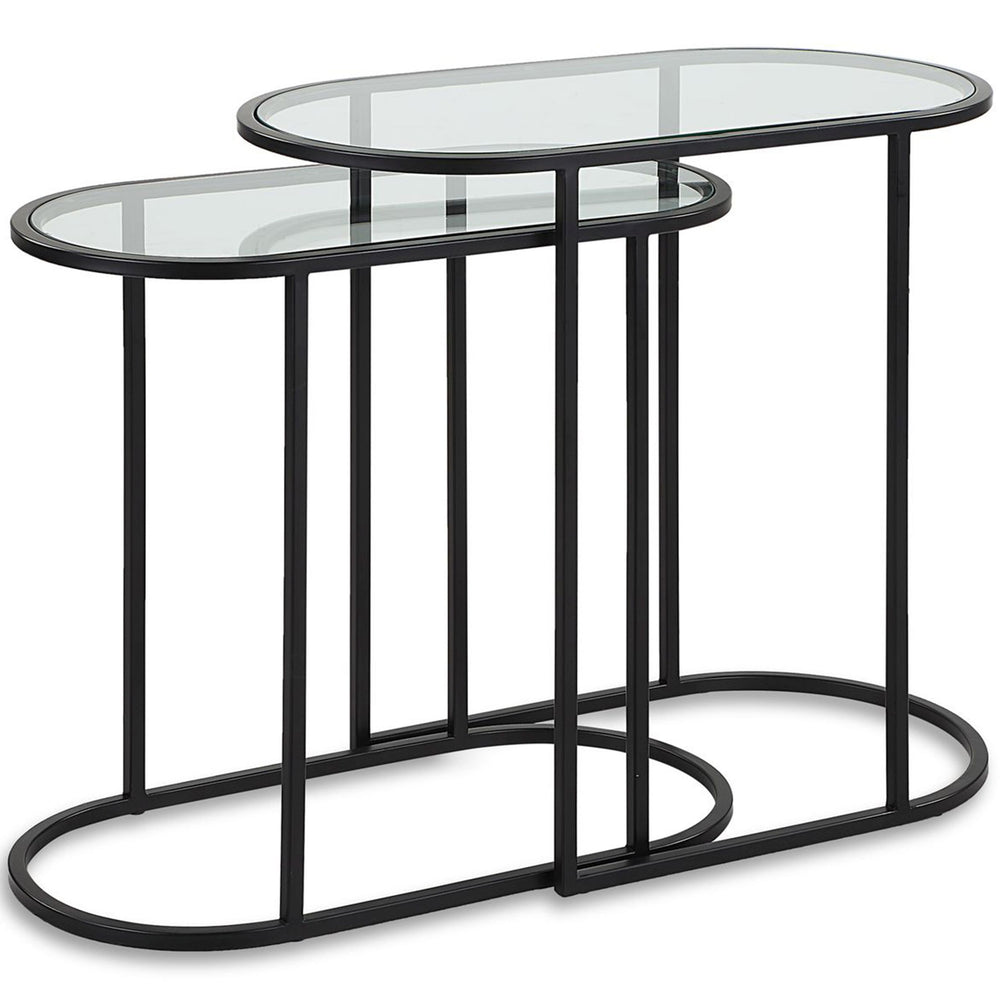 Kori Nesting End Tables, Set of 2, Matte Black-Furniture - Accent Tables-High Fashion Home