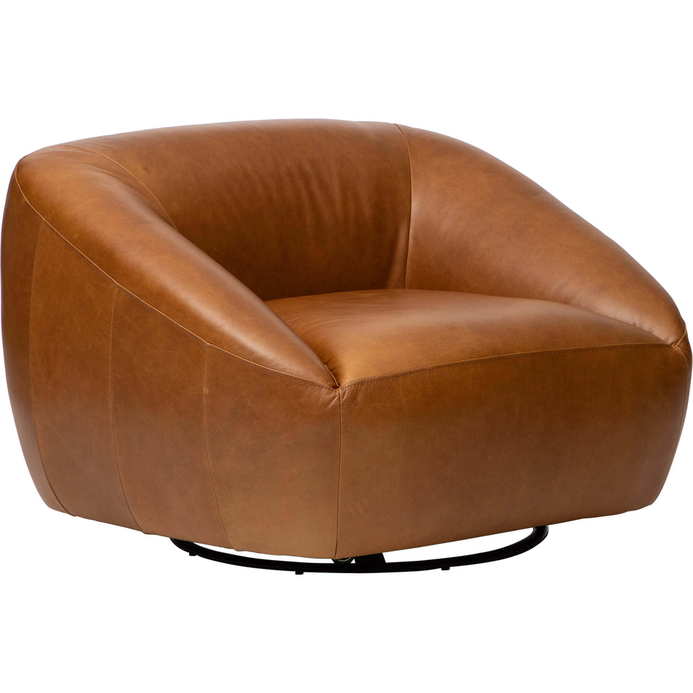 Korren Leather Swivel Chair, Oil Buffalo Camel