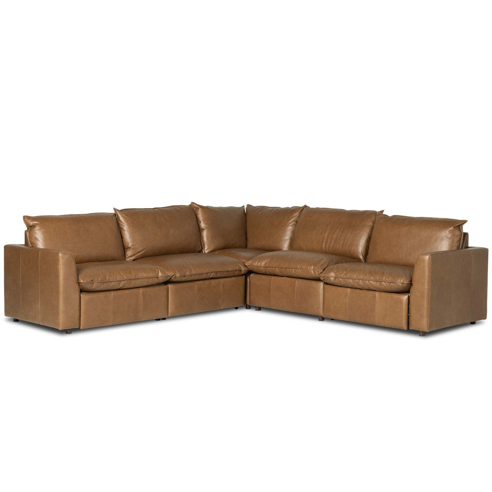 Kosa Power 5 Piece Leather Sectional, Sonoma Chestnut by Four Hands-Furniture - Sofas-High Fashion Home