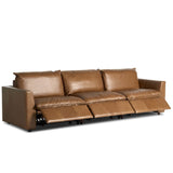 Kosa Power Recliner 3 Piece Leather Sectional, Sonoma Chestnut by Four Hands