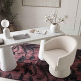 Kristen Rolling Desk Chair, Cream-Furniture - Office-High Fashion Home