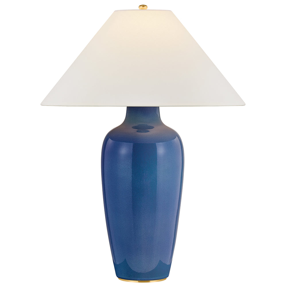 Rhinelander Table Lamp, Aged Brass/Ceramic Brushed Indigo