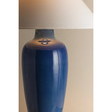Rhinelander Table Lamp, Aged Brass/Ceramic Brushed Indigo