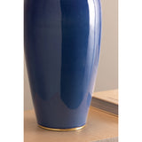 Rhinelander Table Lamp, Aged Brass/Ceramic Brushed Indigo