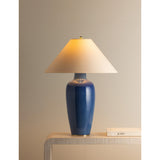 Rhinelander Table Lamp, Aged Brass/Ceramic Brushed Indigo