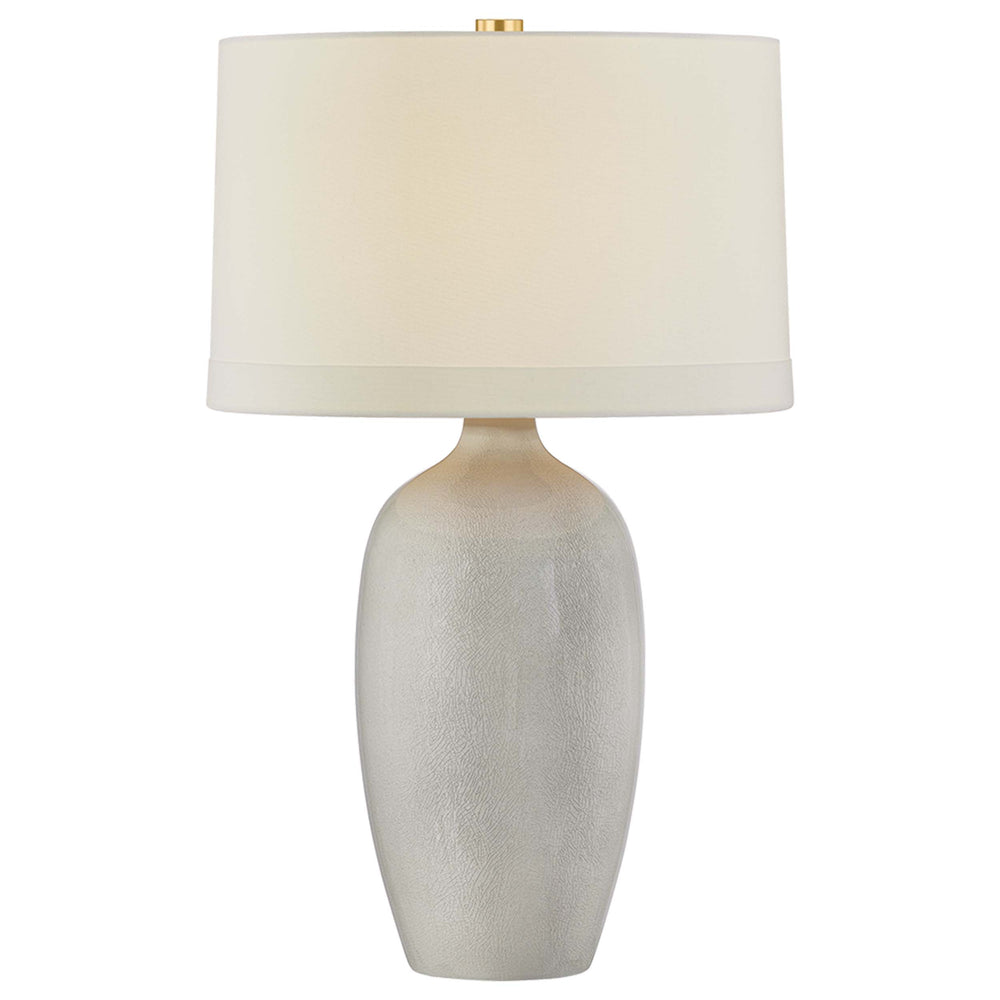 Box Elder Table Lamp, Aged Brass/Ceramic Taupe Velvet