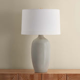Box Elder Table Lamp, Aged Brass/Ceramic Taupe Velvet