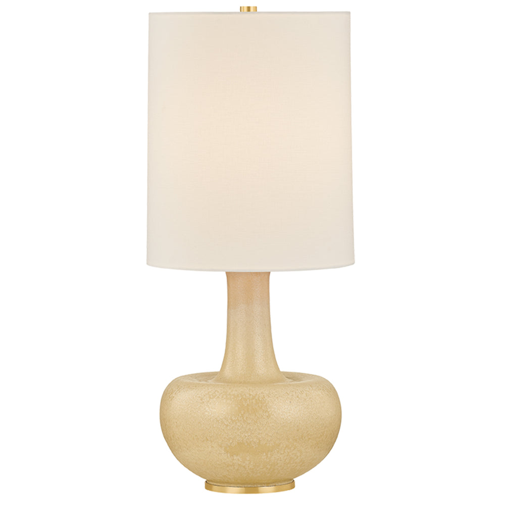 Plum Point Table Lamp, Aged Brass/Ceramic Biscotti Reactive