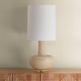 Plum Point Table Lamp, Aged Brass/Ceramic Biscotti Reactive