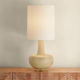 Plum Point Table Lamp, Aged Brass/Ceramic Biscotti Reactive