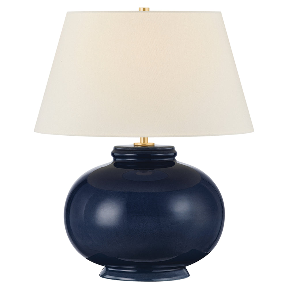 Moodus Table Lamp, Aged Brass/Ceramic Parrish Blue