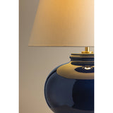 Moodus Table Lamp, Aged Brass/Ceramic Parrish Blue