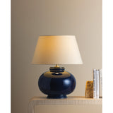 Moodus Table Lamp, Aged Brass/Ceramic Parrish Blue