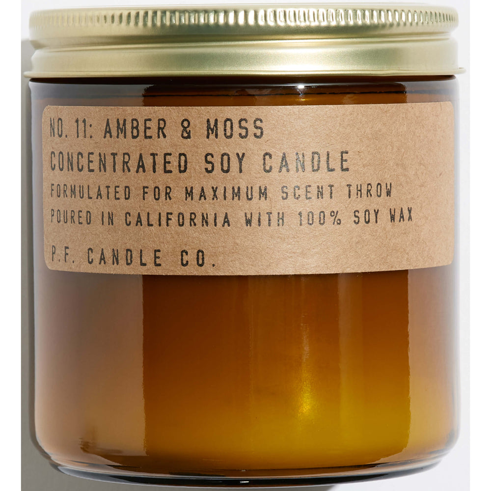 P.F. Candle Co. Candle Amber + Moss, Large, Brown Jar