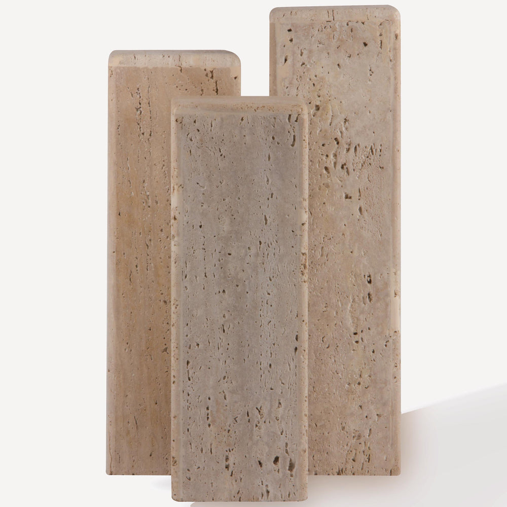 Delta Side Tables, Travertine